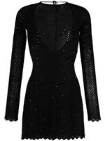 Alessandra Rich robe en maille ajourée à sequins - Noir - thumbnail