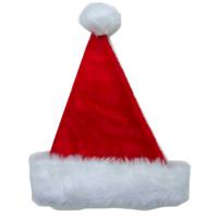 Kerstmuts - rood - met nepbont - pluche - polyester - volwassenen - thumbnail