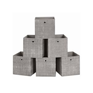 Opbergdozen set van 6 van non-woven stof met handvat, Taupe gemêleerd / 30 x 30 x 30 cm