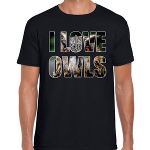 I love owls / uilen t-shirt zwart heren