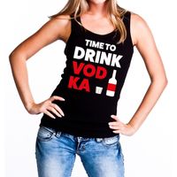 Time to drink Vodka tekst tanktop / mouwloos shirt zwart dames - thumbnail