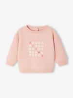 Baby sweater met bedrukte boodschap roze (poederkleur)
