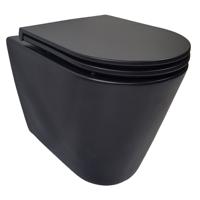 Wiesbaden Stereo Rimless Wandcloset Mat Zwart Met Flatline Toiletzitting Softclose En Quick Release Mat Zwart