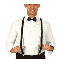 Carnaval verkleed bretels - pailletten zwart - volwassenen/heren/dames - thumbnail