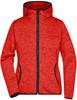 James & Nicholson JN588 Ladies´ Knitted Fleece Hoody - Red-Melange/Black - M