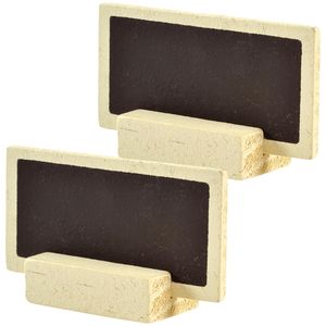 Naambordjes/plaatskaartjes met houder - Bruiloft - bruin - 12x stuks - 6 x 3 cm - hout