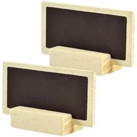 Naambordjes/plaatskaartjes met houder - Bruiloft - bruin - 12x stuks - 6 x 3 cm - hout