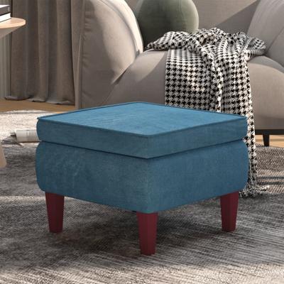 Kruk met houten poten fluweel blauw