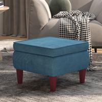 Kruk met houten poten fluweel blauw