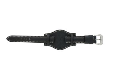 Horlogeband Universeel 386.24.1 Onderliggend Leder Zwart 24mm