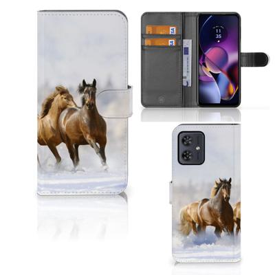 Motorola Moto G54 | Telefoonhoesje | Met pasjeshouder | Paarden