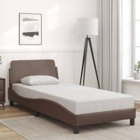 Bedframe met hoofdbord kunstleer bruin 80x200 cm