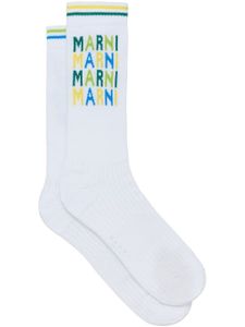 Marni chaussettes à logo en intarsia - Blanc