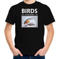 Boomklever vogels t-shirt met dieren foto birds of the world zwart voor kinderen XL (158-164)  -
