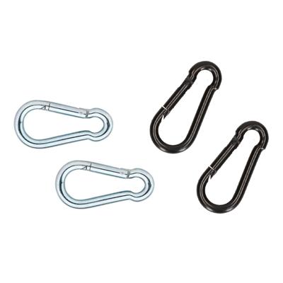 4x stuks karabijnhaak - karabijnhaken - zwart en zilver - verzinkt staal - 5 cm