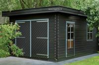 Lugarde G2 Garage 500x350 cm 44 mm vurenhout blank- Plat dak- Onbehandeld vurenhout- Lugarde