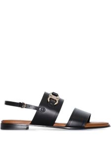Ferragamo sandales en cuir à plaque Gancini - Noir