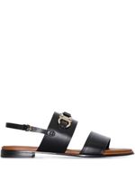 Ferragamo sandales en cuir à plaque Gancini - Noir
