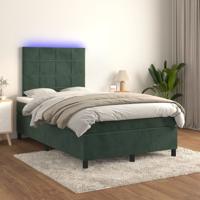 Boxspring met matras en LED fluweel donkergroen 120x200 cm
