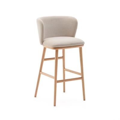 Kave Home Barkruk 'Ciselia' Chenille, kleur Beige (zithoogte 75cm)