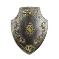 A DECORATED IRON WALL MOUNT SHIELD - SILVER & GOLD (RX-373)
