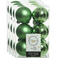 48x stuks kunststof kerstballen groen 6 cm glans/mat