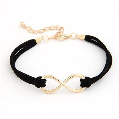 3 stuks Vrouwenmode symbool woord 8 touw armbanden (zwart)