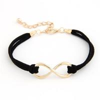 3 stuks Vrouwenmode symbool woord 8 touw armbanden (zwart)