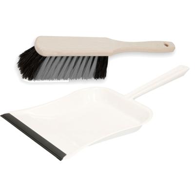 Buemag Stoffer en blik - wit - metaal/hout met lip - voor binnen - Zachte borstel/handveger