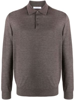 Cruciani polo en maille fine à manches mongues - Marron