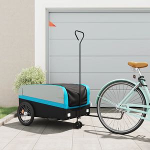 Fietstrailer 45 kg ijzer zwart en blauw