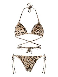 Reina Olga bikini Miami à imprimé léopard - Marron