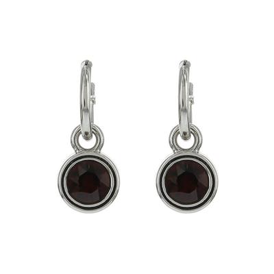 Biba Hang Oorbellen met Swarovski Steentje Burgundy