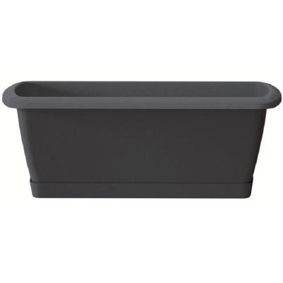 Prosperplast Plantenbak Respana - antraciet- met onderzetter - 39 x 18 cm - bloembak