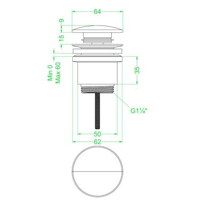 Design Afvoerplug IVY Stop&Go Mat Zwart PED