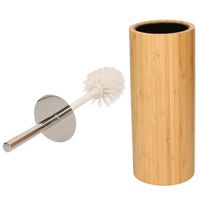 Toiletborstel bruin met houder van bamboe 37 cm - Toiletborstels - thumbnail