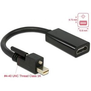 Delock 62640 Adapter mini DisplayPort 1.2 male met schroef > HDMI female 4K Actief zwart