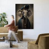 Urban Cotton Wandkleed 'Elephant' 145 x 190cm in Frame - black