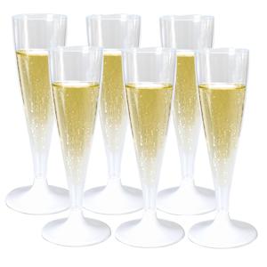 Goldplast champagneglas - 24x - met losse voet - 138ml - transparant - Kunstof