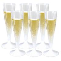 Goldplast champagneglas - 24x - met losse voet - 138ml - transparant - Kunstof