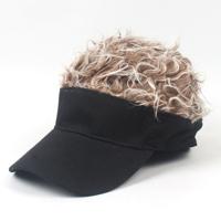 Unisex Fashion outdoor zonnescherm Baseballpet met pruik grootte: One size (volwassen zwarte koffie pruik)