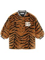 Dolce & Gabbana Kids veste teddy à imprimé tigre - Marron