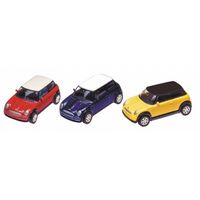 Model auto Mini Cooper 7 cm blauw - Speelgoed auto's - thumbnail