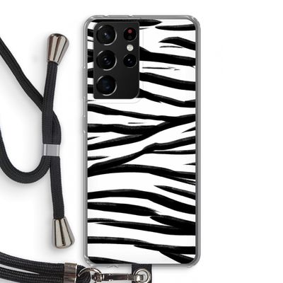Zebra pattern: Samsung Galaxy S21 Ultra Transparant Hoesje met koord