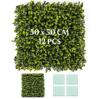12 Kunstgras Wandpanelen 50 x 50 cm Gras Panelen met Gebogen Structuur Oppervlak en 7 cm Dikte Privacy Haag voor Binnentuin Balkon