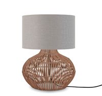 GOOD&MOJO Tafellamp 'Kalahari' Rotan en linnen, 48cm, kleur Naturel/Lichtgrijs