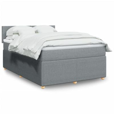 Boxspring met matras stof lichtgrijs 140x190 cm