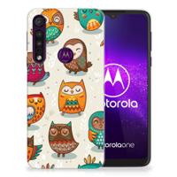 Motorola One Macro | TPU Hoesje | Vrolijke Uilen