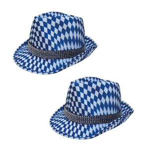 Blauw/wit Beieren hoedje voor volwassenen - 4x stuks - Oktoberfest/bierfeest feesthoeden - Alpenhoed