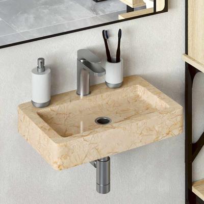 Wastafel wandgemonteerd 38x24x6,5 cm marmer crmekleurig